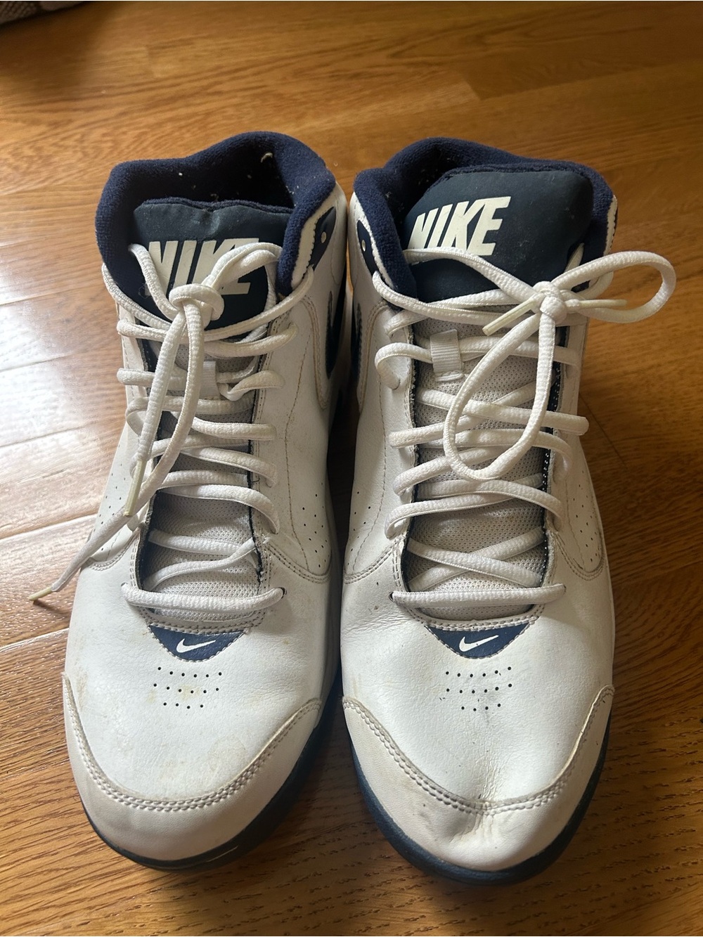 Nike Men’s White and Navy Athletic Basketball Shoes